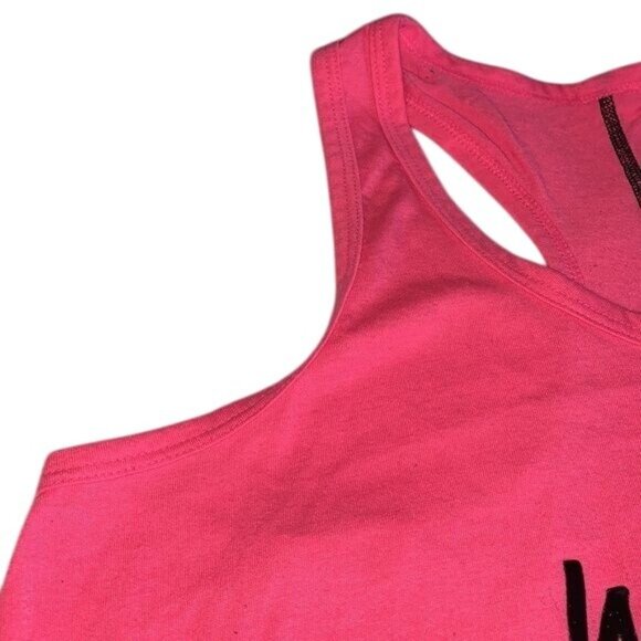 Athletic Works Pink Racerback Tank Top XL 16-18 "When In Doubt Work It Out" Poly - Picture 5 of 9